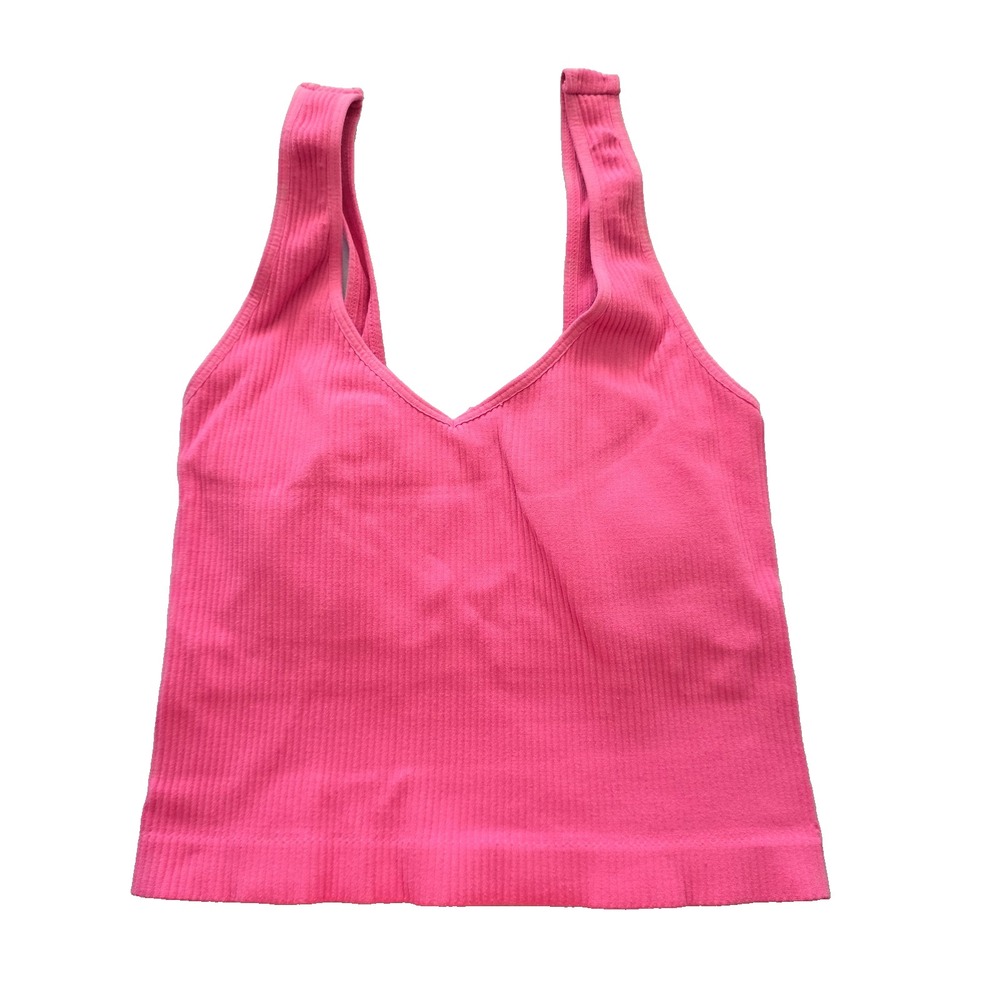 Ribbed Comfort Y2K Bra Top Wireless Pullover Stretch Sleep‎ As Revival Pink O/S